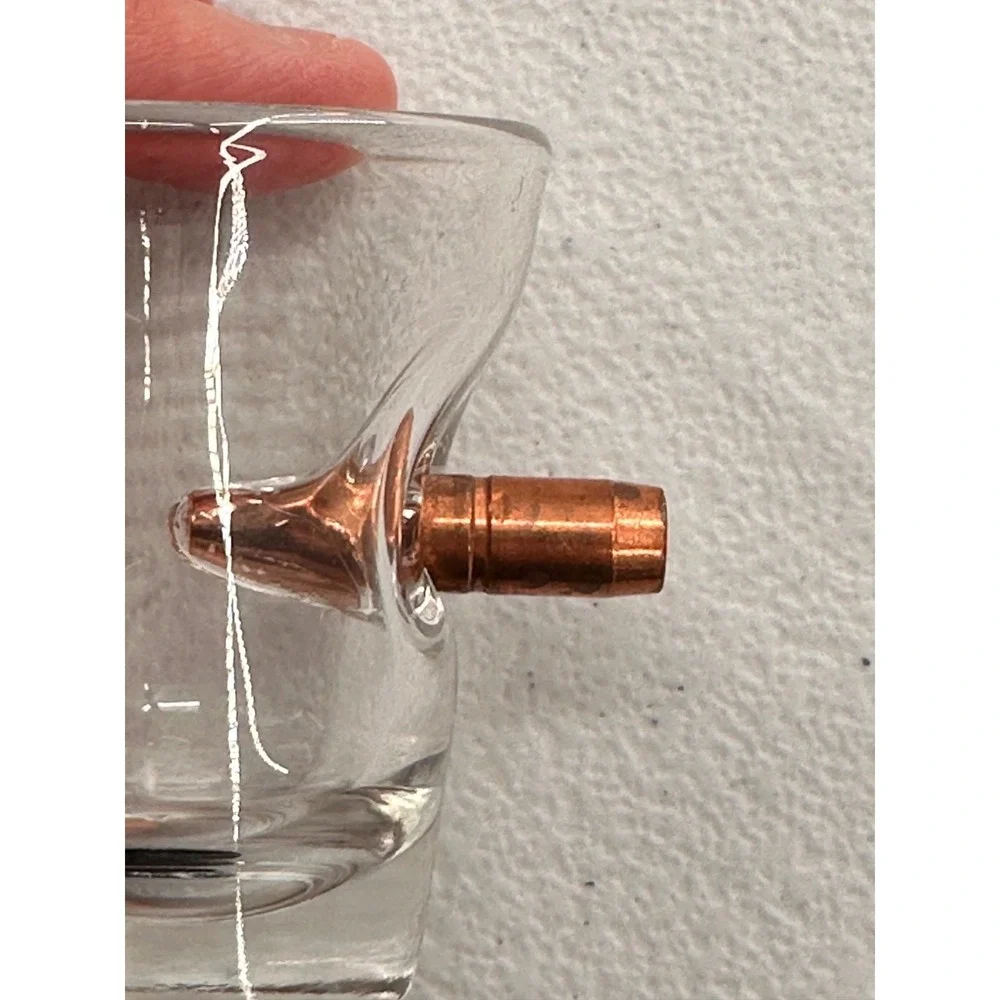 Handcrafted Shot Glass‎ Real Bullet Embedded USA Copper Trump American Freedom